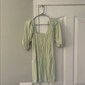 Shinestar Green Puff Sleeve Mini Dress